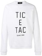 Dsquared2 Tic E Tac Pinted Sweatshirt, Men's, Size: Large, White, Cotton/elastodiene/spandex/elastane