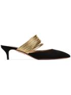 Aquazzura Black And Metallic Gold New Rendezvous 45 Suede Leather