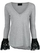 Andrea Bogosian Lace Cuffs Blouse - Grey