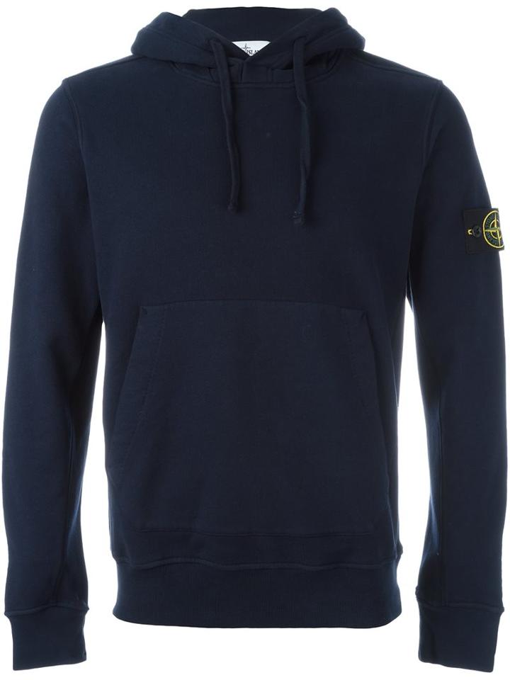 Stone Island Arm Patch Hoodie, Men's, Size: Xxl, Blue, Cotton