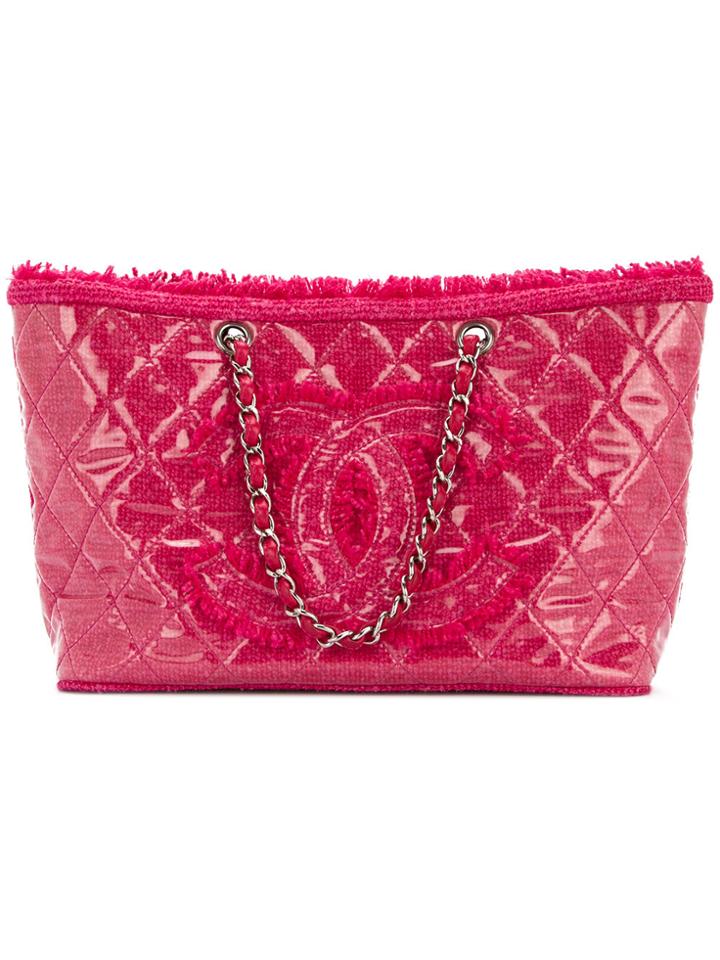 Chanel Vintage Logo Chain Shoulder Bag - Pink & Purple