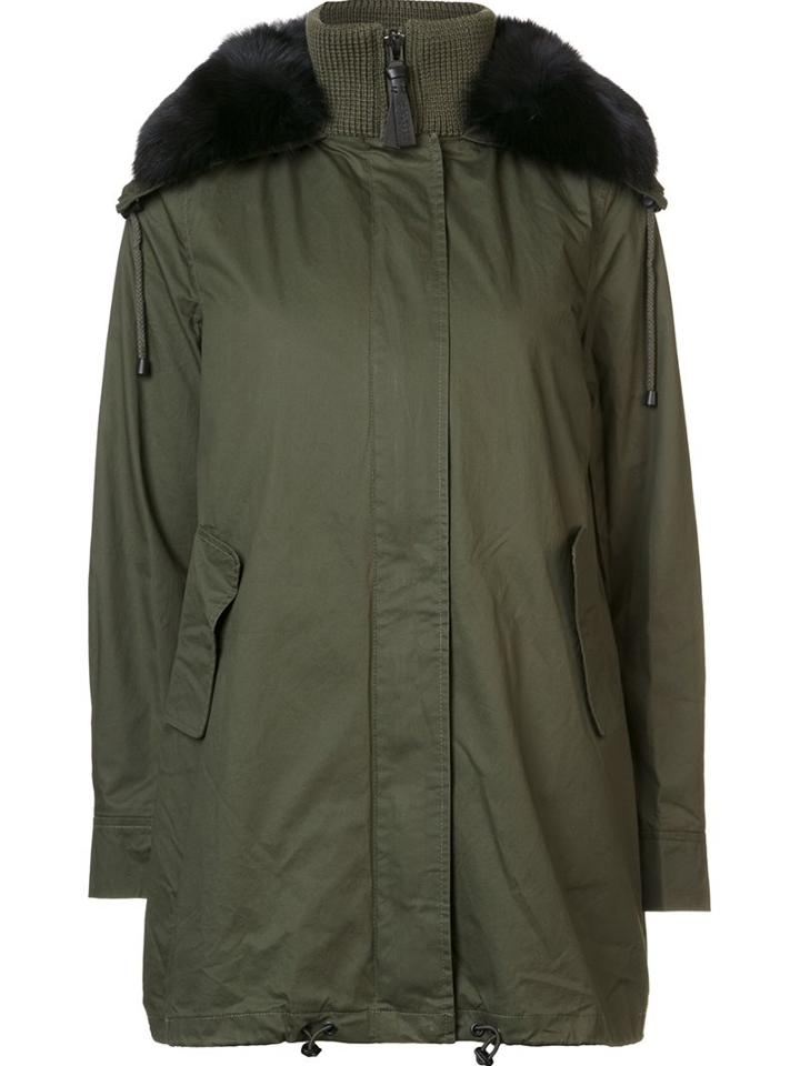 Derek Lam 10 Crosby Fur-trim Parka, Women's, Size: 4, Green, Cotton