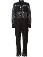 Msgm Lace Jumpsuit, Women's, Size: 42, Black, Viscose/cotton/polyamide/polyester