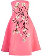 Oscar De La Renta Spring Tree Embroidered Dress - Pink
