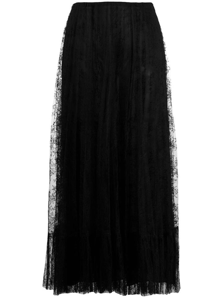 Valentino Lace Midi Skirt - Black