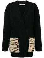 Ssheena Contrast Long-sleeve Cardigan - Black
