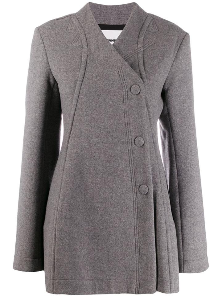 Jil Sander Buttoned Oversized Coat - Grey