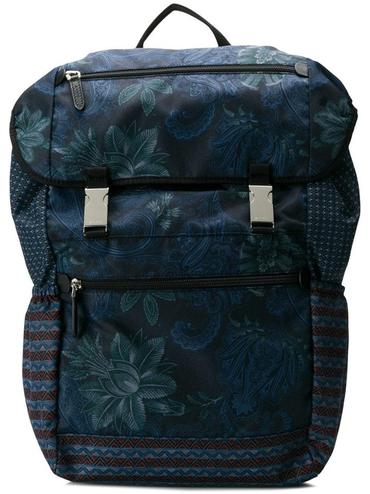 Etro Printed Backpack - Blue