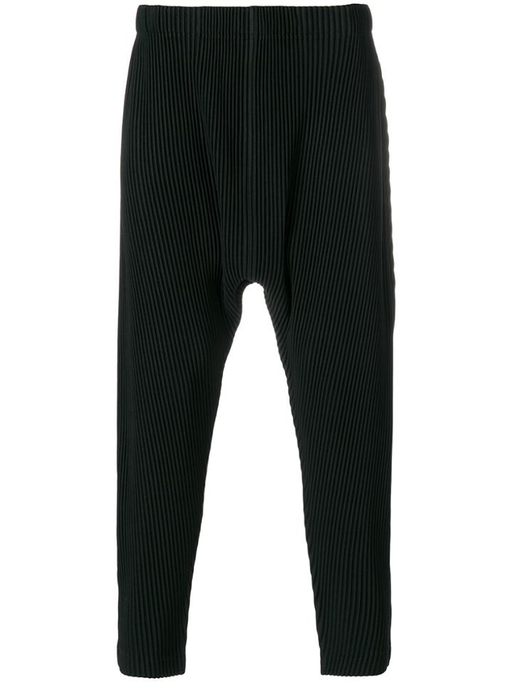 Homme Plissé Issey Miyake Embossed Stripes Loose Trousers - Black