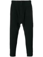 Homme Plissé Issey Miyake Embossed Stripes Loose Trousers - Black