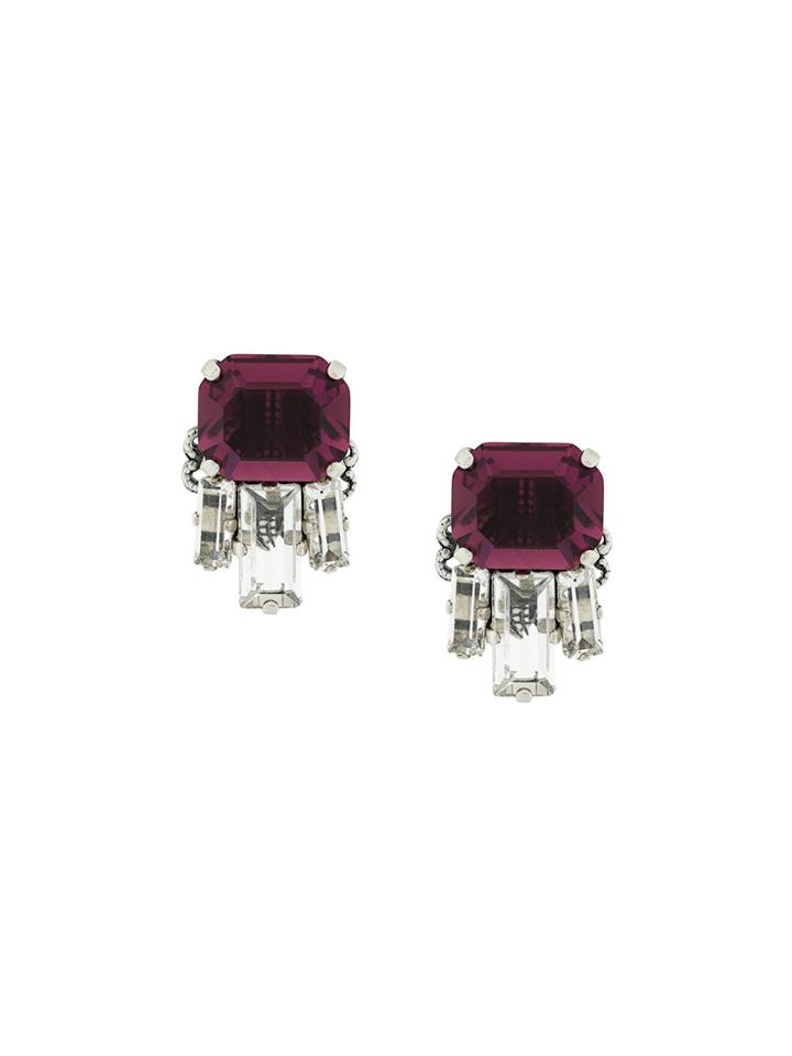 Radà Embellished Stud Earrings - Pink & Purple