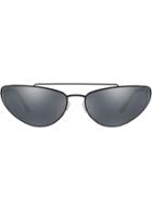 Prada Eyewear Oval Shaped Sunglasses - Black