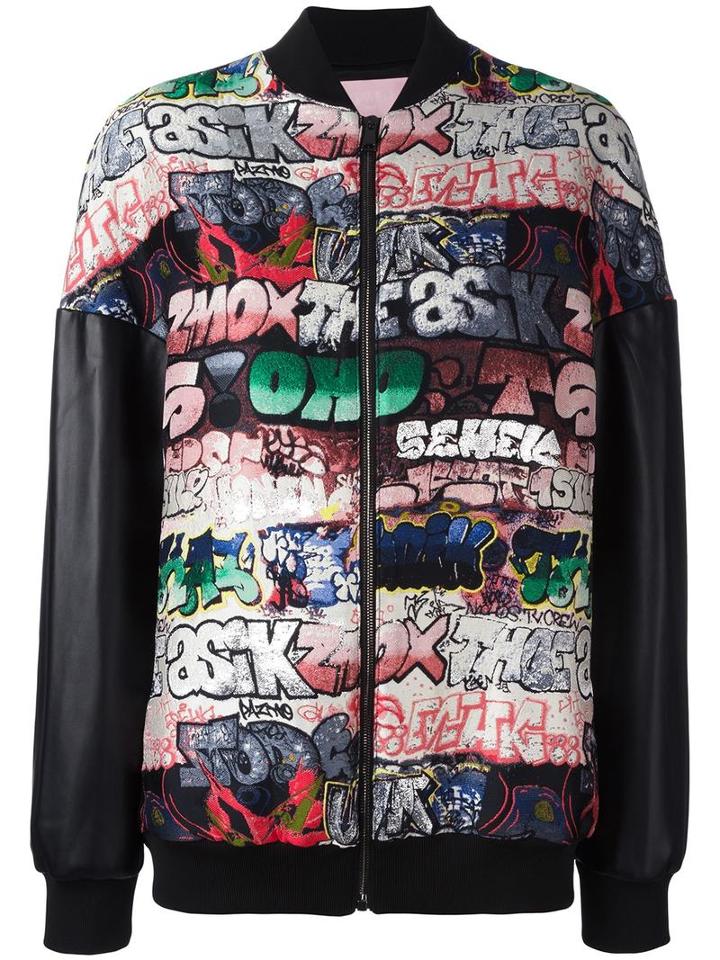Giamba 'street Art' Print Bomber, Women's, Size: 40, Black, Polyester/polypropylene/cupro