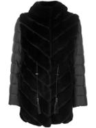 Liska Fur Detail Coat - Black