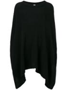 Twin-set - Slouchy Ribbed Poncho - Women - Acrylic/wool - One Size, Black, Acrylic/wool