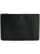 Givenchy Logo Embossed Clutch, Women's, Black, Calf Leather