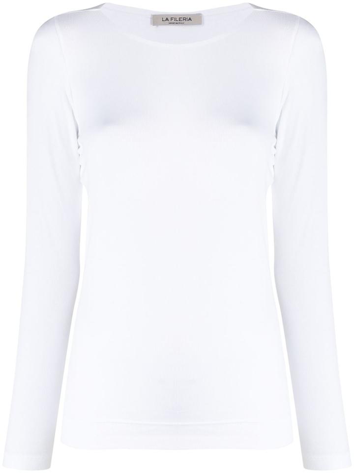 La Fileria For D'aniello Long Sleeve Jersey Top - White