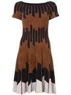 Yigal Azrouel Geometric Chenille Knit Dress - Brown