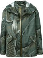 Palm Angels Leaf Print Windbreaker, Men's, Size: 50, Green, Cupro/cotton