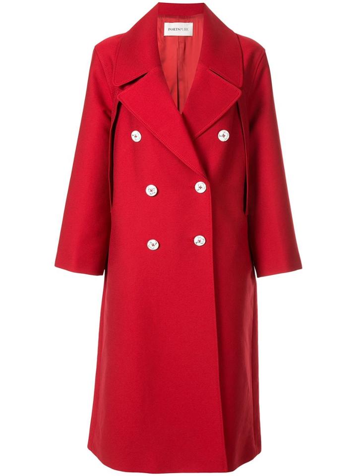 Ports Pure Double-breasted Coat - Red