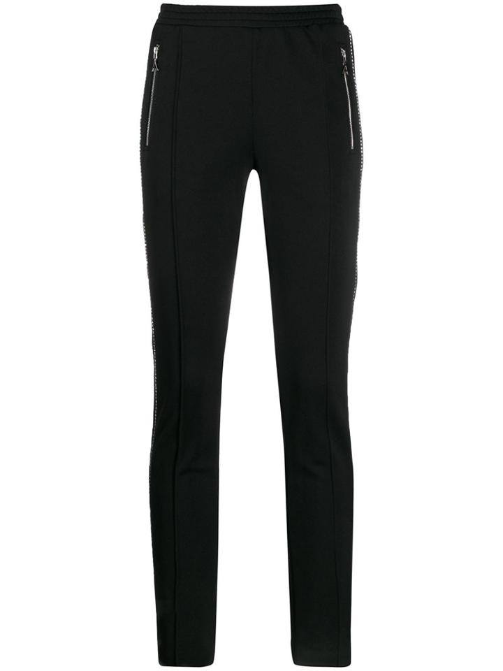Area Faux-crystal Side Panel Leggings - Black