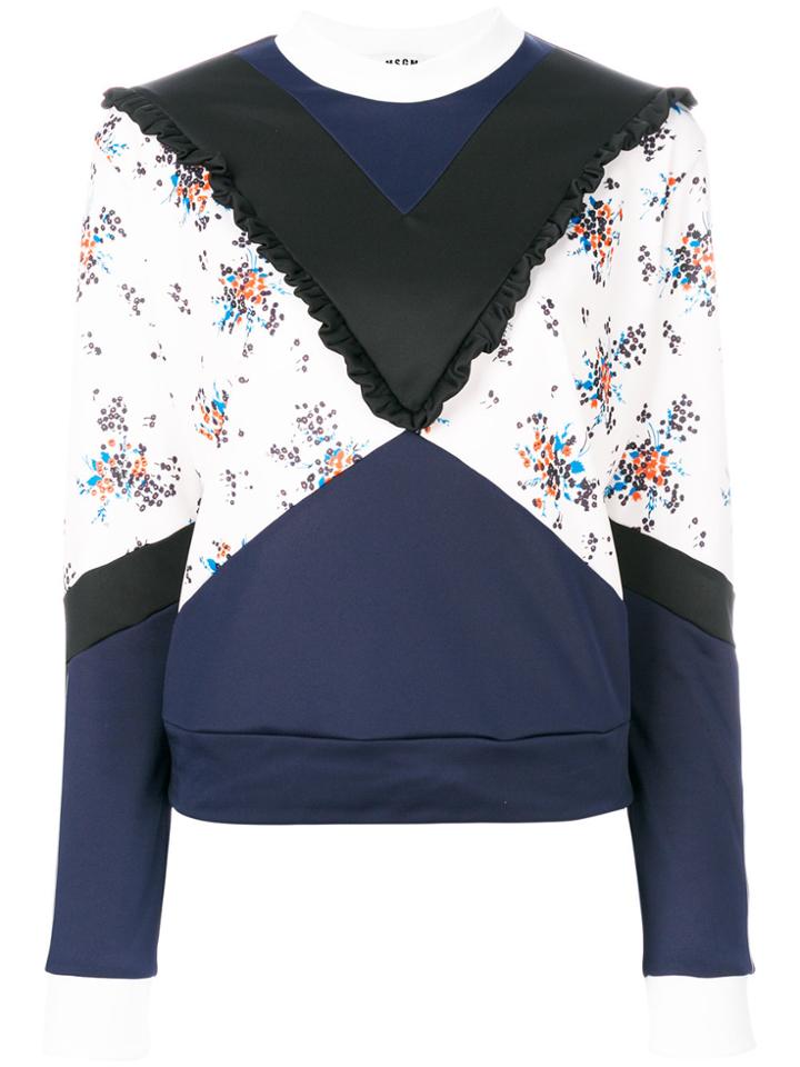 Msgm Floral Print Bib Detail Top - Multicolour