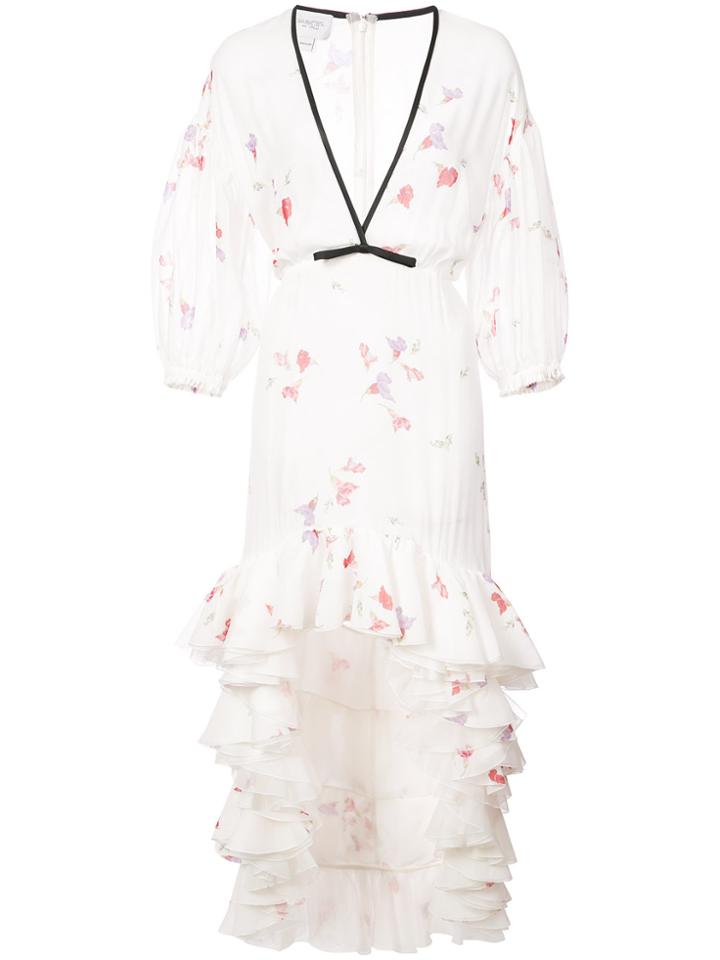 Giambattista Valli Floral Print Hi Low Dress - White