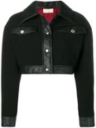 Sara Battaglia Leather Trim Cropped Jacket - Black