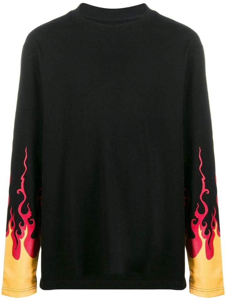 D.gnak Flame Print T-shirt - Black
