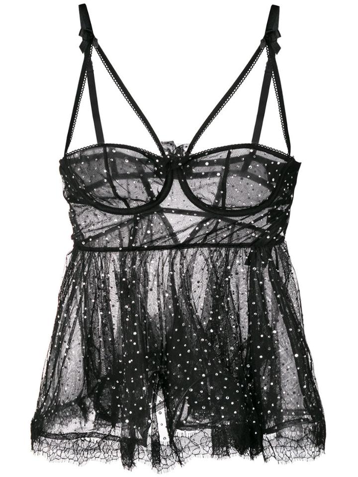 Philipp Plein Embellished Bodice-style Top - Black