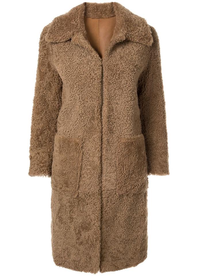 Bassike Shearling Coat - Brown