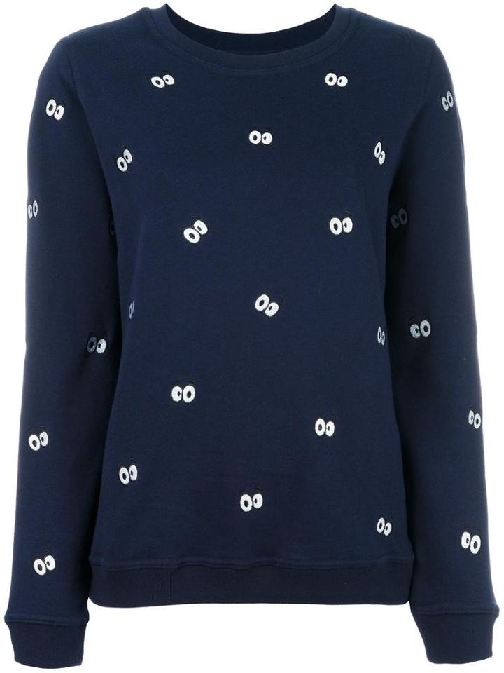 Zoe Karssen Eyes Embroidery Sweatshirt, Women's, Size: Small, Blue, Cotton/polyester