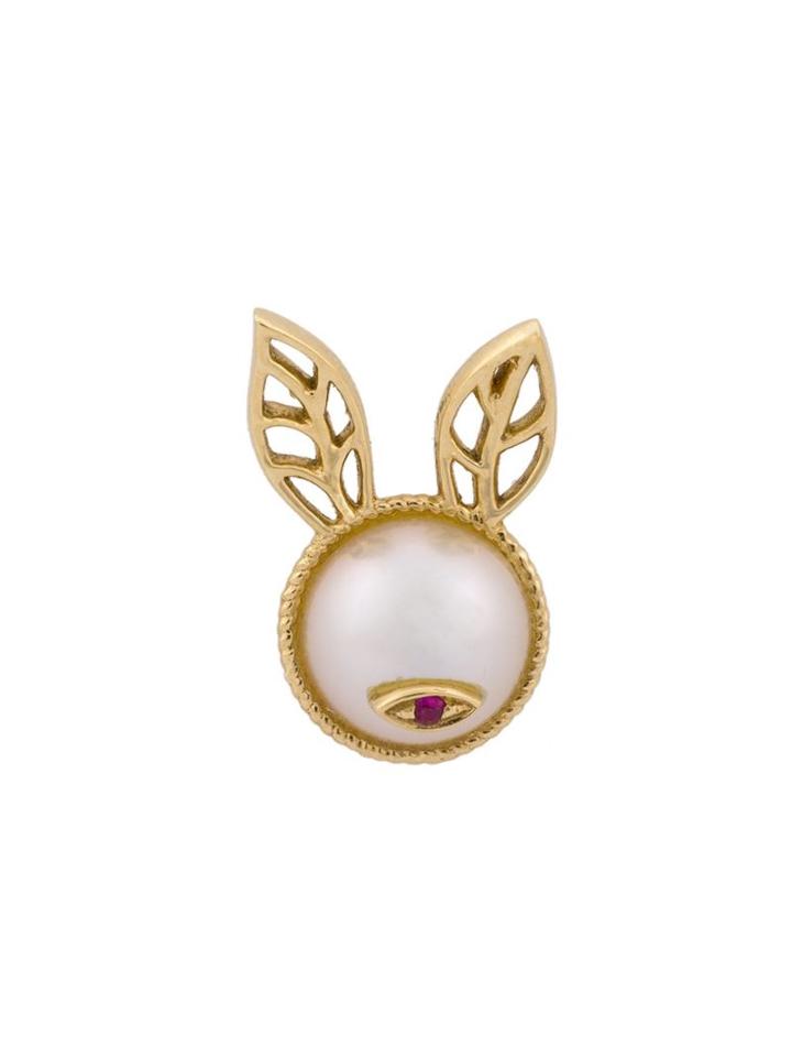 Yvonne Léon Rabbit Ruby Earring, Women's, Metallic, 18kt Gold/ruby