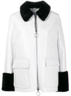 Stand Contrast Zipped Jacket - White