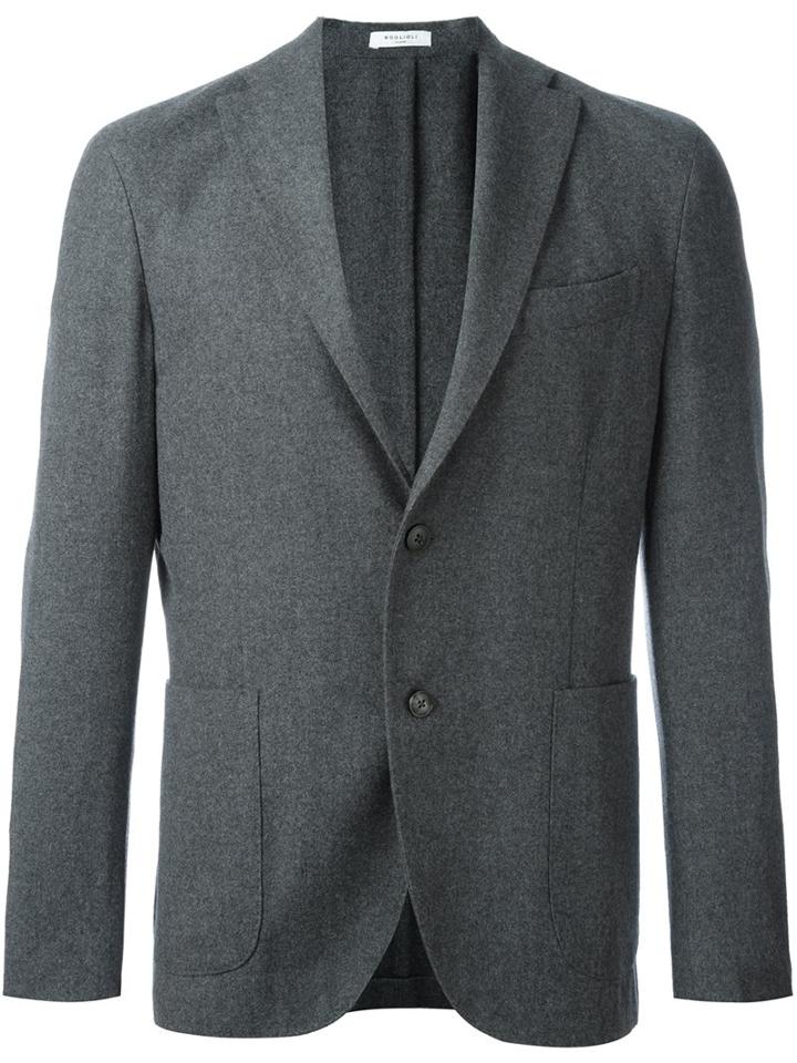 Boglioli Two Button Blazer, Men's, Size: 56, Grey, Acetate/cupro/cashmere/wool