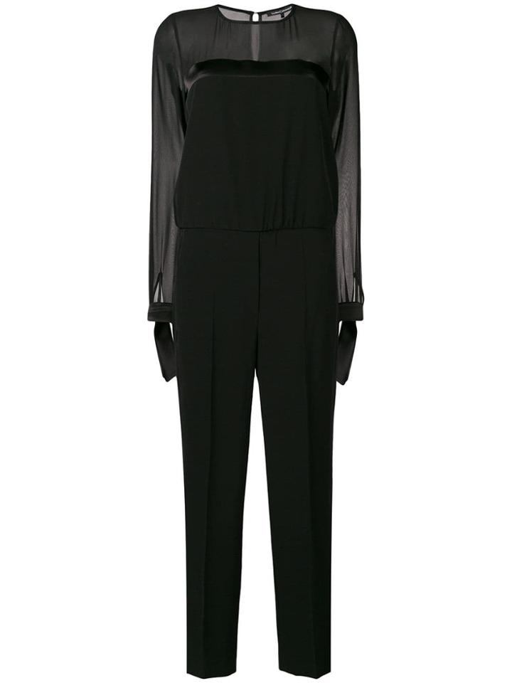 Luisa Cerano Sheer Panel Jumpsuit - Black