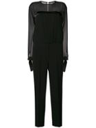 Luisa Cerano Sheer Panel Jumpsuit - Black