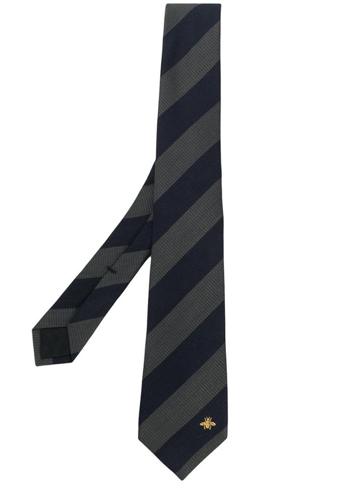 Gucci Striped Bee Tie - Blue