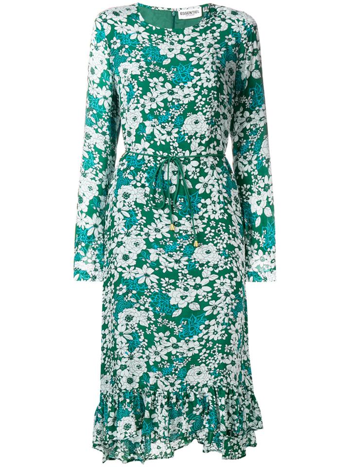 Essentiel Antwerp Floral Tie Waist Midi Dress - Green