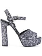 Karl Lagerfeld Glitter Platform Sandals - Metallic