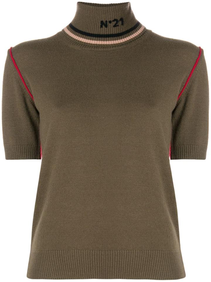 No21 Neck Detail Knitted Top - Green