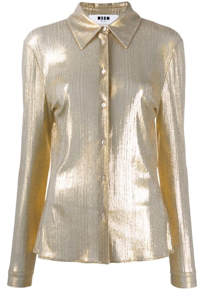 Msgm Metallic Sheen Shirt - Gold