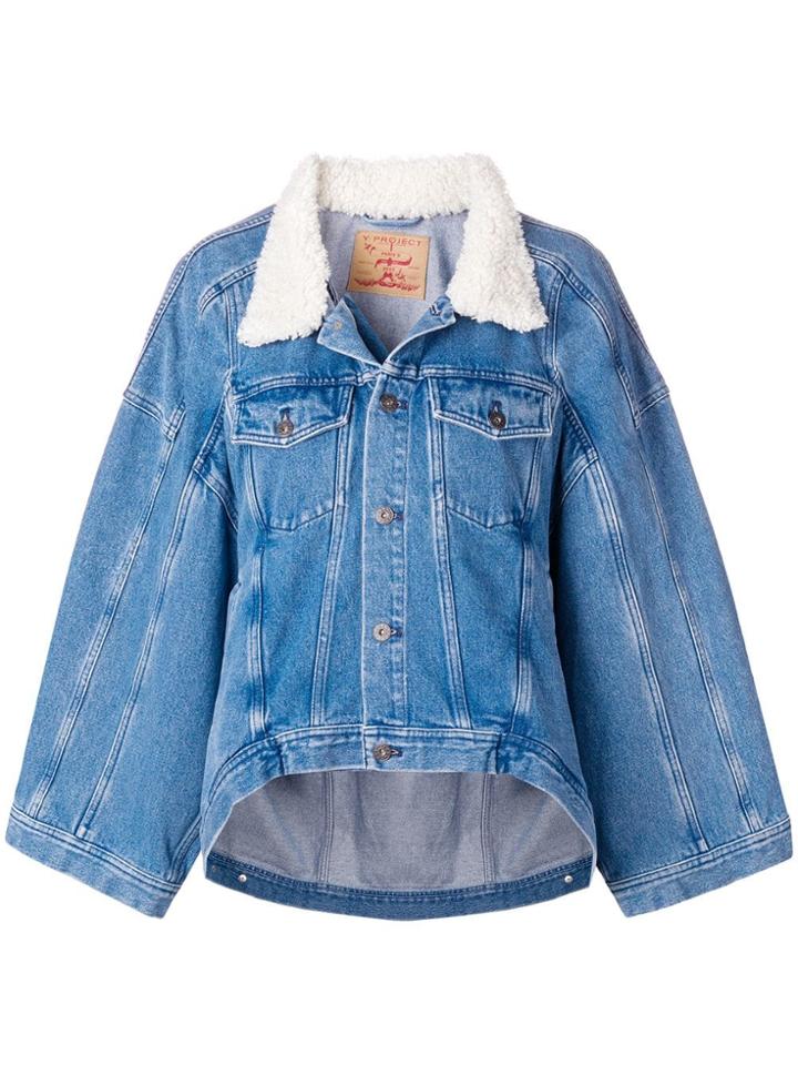 Y / Project Shearling Trim Jacket - Blue