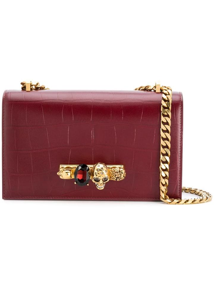 Alexander Mcqueen Jewelled Satchel Bag - Red