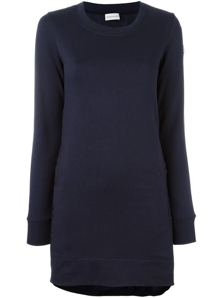Moncler Contrast Back Sweatshirt Dress, Women's, Size: Large, Blue, Cotton/polyamide