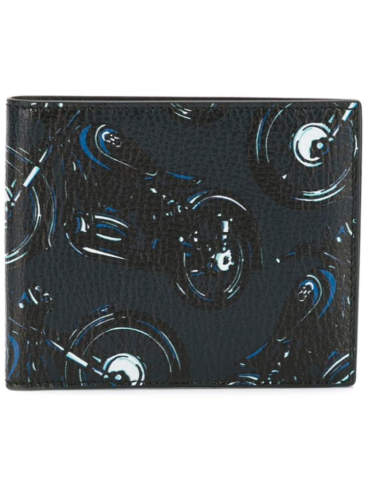 Salvatore Ferragamo Motorcycle Printed Billfold Wallet - Black