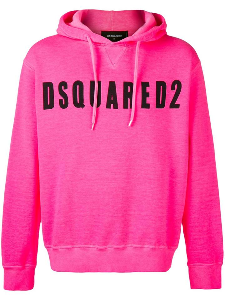Dsquared2 Logo Printed Hoodie - Pink & Purple