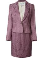 Christian Dior Vintage Floral Jacquard Skirt Suit - Pink & Purple