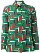 Gucci Printed Shirt, Women's, Size: 40, Green, Silk