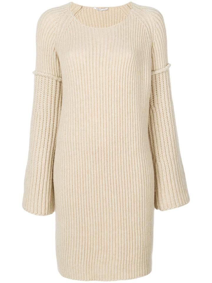 Agnona - Oversized Sleeve Sweater - Women - Polyamide/wool/camel Fur - M, Nude/neutrals, Polyamide/wool/camel Fur